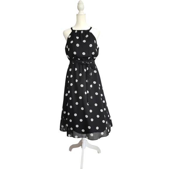 Banana Republic Dresses & Skirts - Banana Republic Womens Black White Polka Dot Halter Midi Dress Size 4 NWT